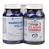 Magnesium Chelt+B6 cps. 60+Omega 3 IQ tob. 100